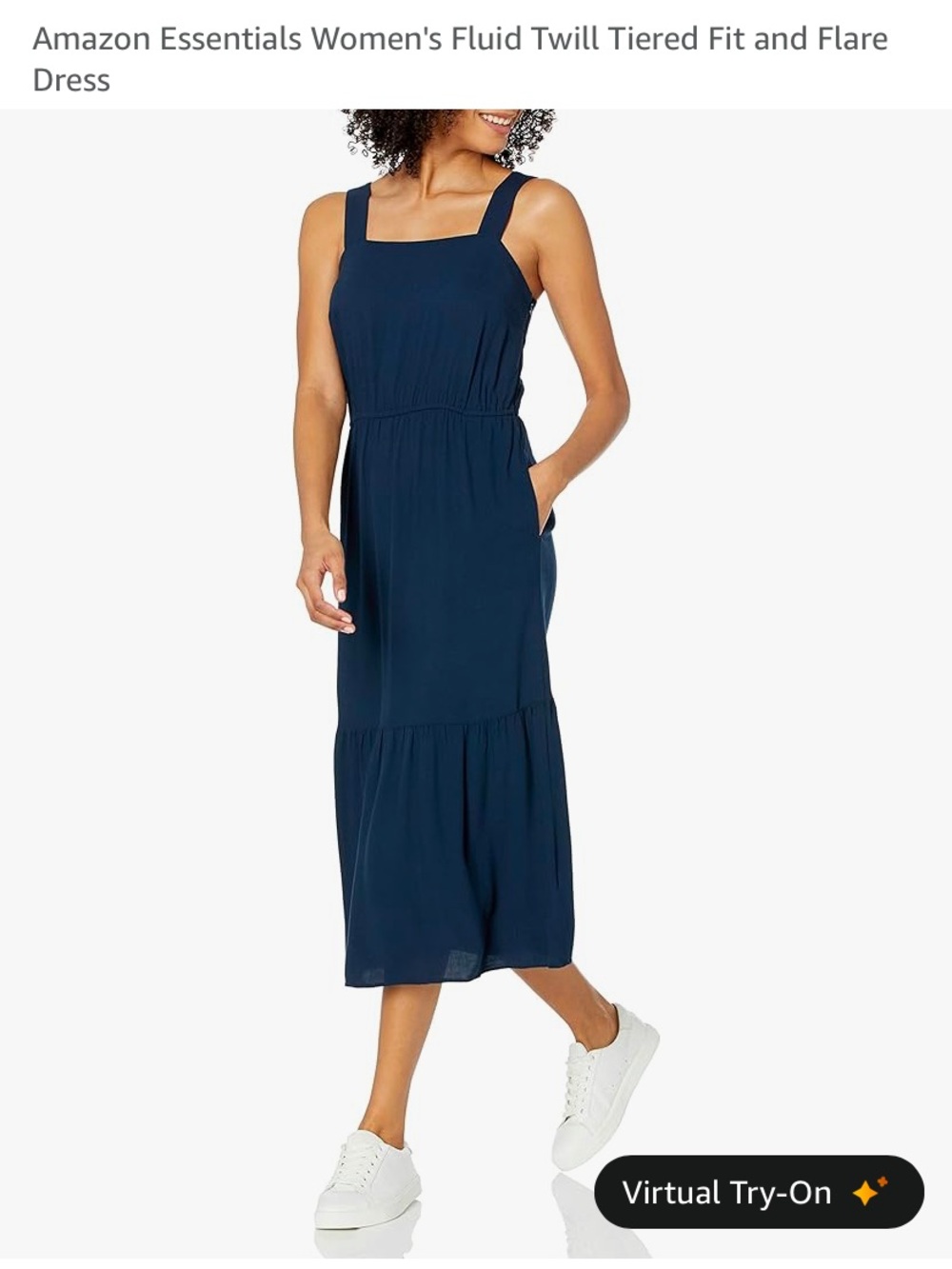 Amazon Essentials Women's Fluid Twill Tiered Fit and Flare Dress